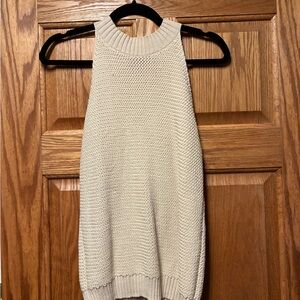 LOFT Cream Sleeveless Turtleneck Sweater